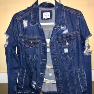 Oversized Distressed Jean Jacket